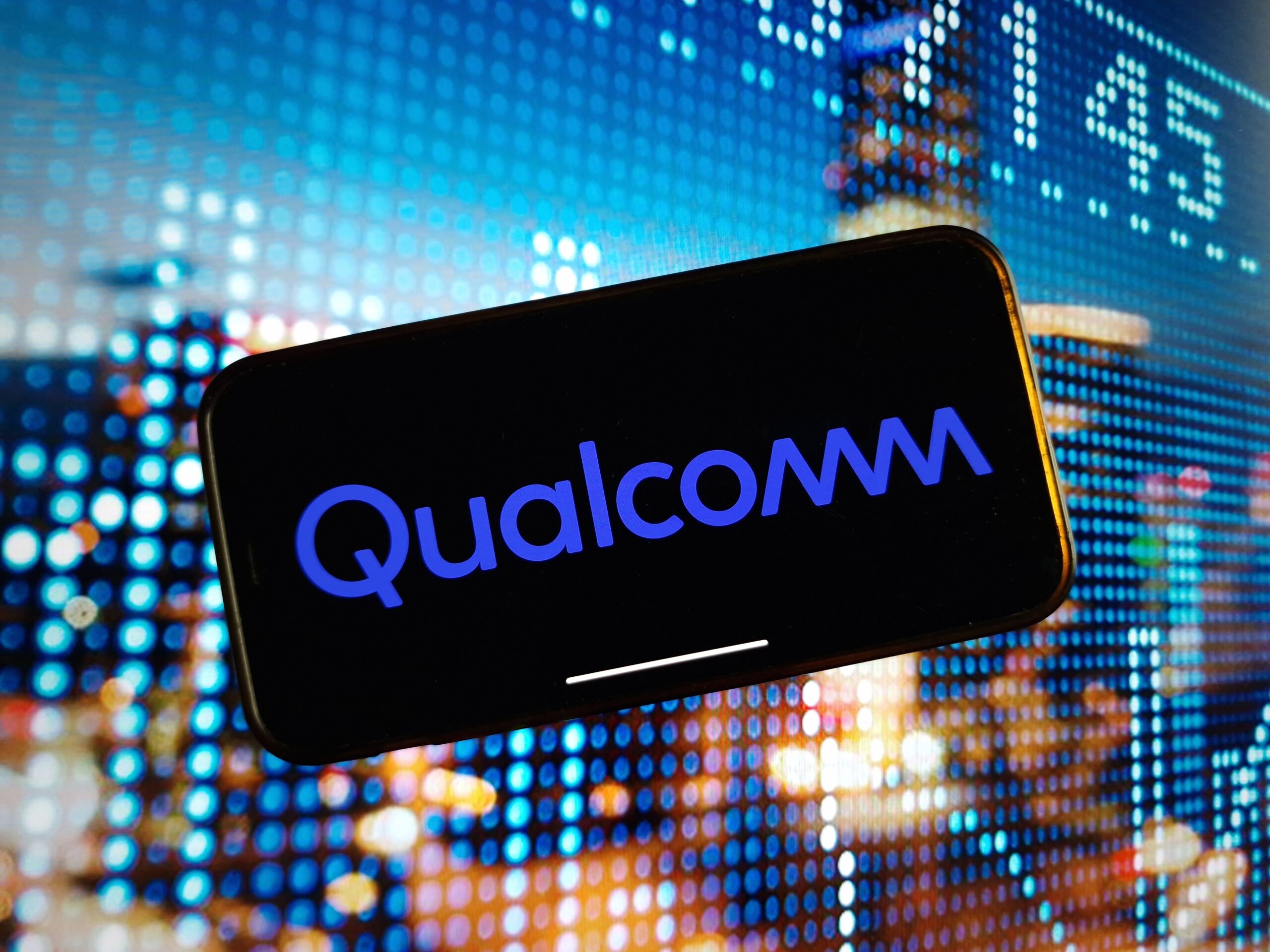 Konskie, Poland - January 04, 2024: Qualcomm company logo displayed on mobile phone screen