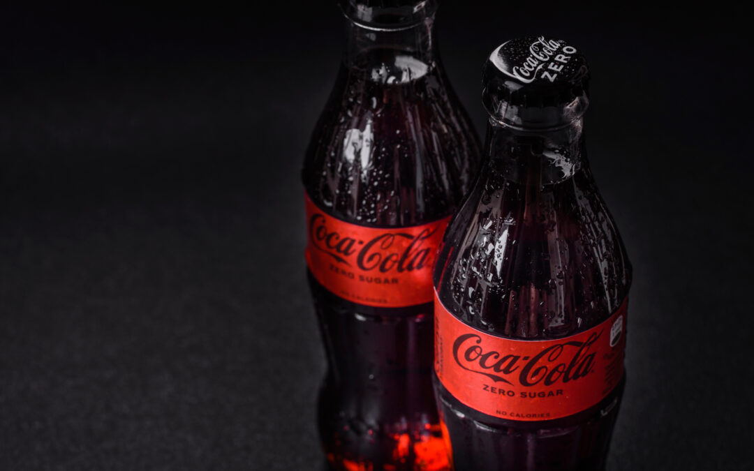 Nikopol, Dnepropetrovsk region/Ukraine - July 15 2024: A bottle of chilled coca-cola zero with drops of water on a black background. Cooling drink on a hot summer day