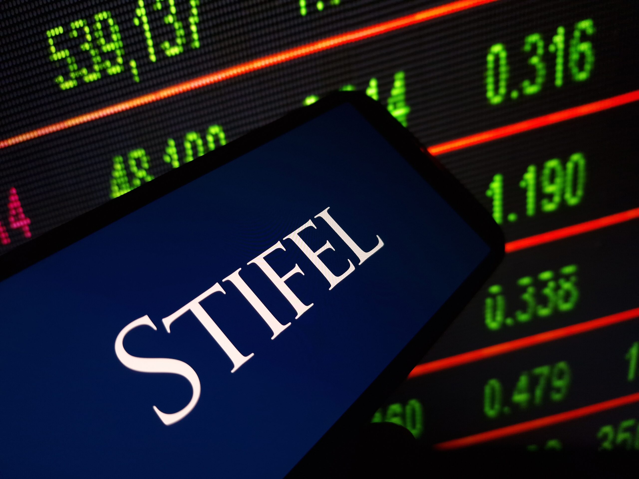 Konskie, Poland - April 29, 2024: Stifel company logo displayed on mobile phone