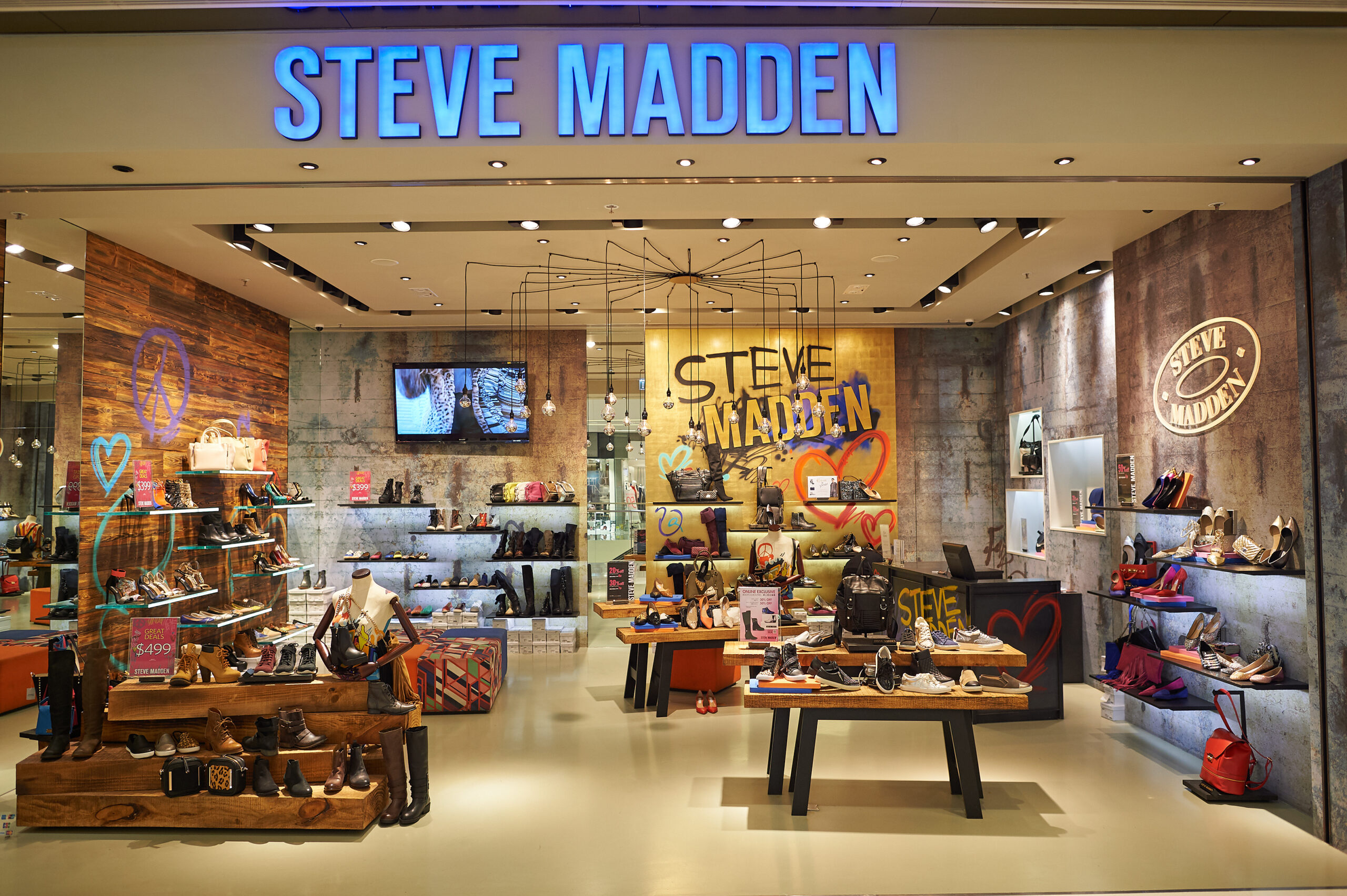 HONG KONG - CIRCA NOVEMBER, 2015: various footwear displayed at Steve Madden store in Hong Kong.