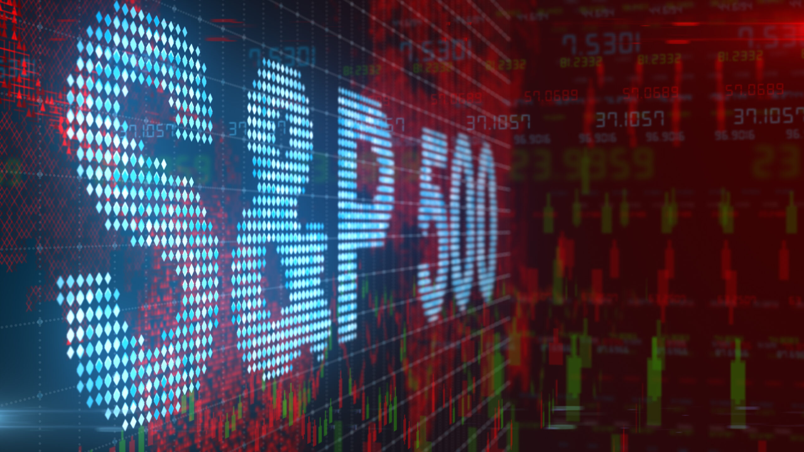 S&P 500 stock market index of companies on stock exchanges in the United States - Conceptual 3D render