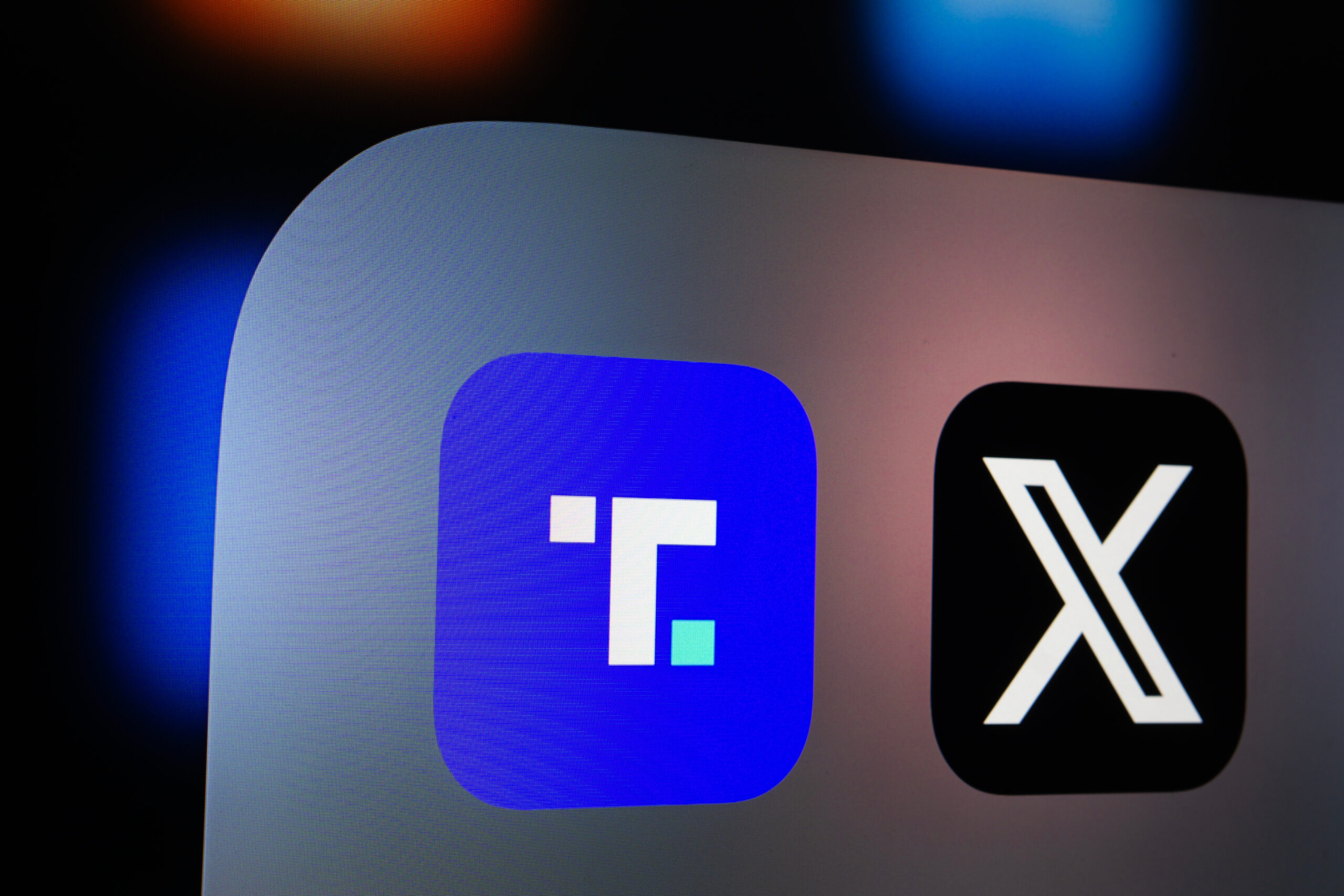 Dhaka, Bangladesh- 09 Feb 2025: A close up of an iPad screen displaying the Truth Social and X app.
