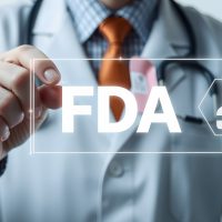 Doctor working on virtual touch screen presses abbreviation: FDA. Food and Drug Administration ( FDA ) Department Service Medical Concept isolated with white highlights, png