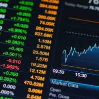 Digital stock market on a tablet screen