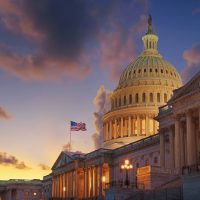 US Capitol building at sunset, Washington DC, USA.
