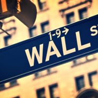 Close up of a Wall street direction sign, New York City, vintage process